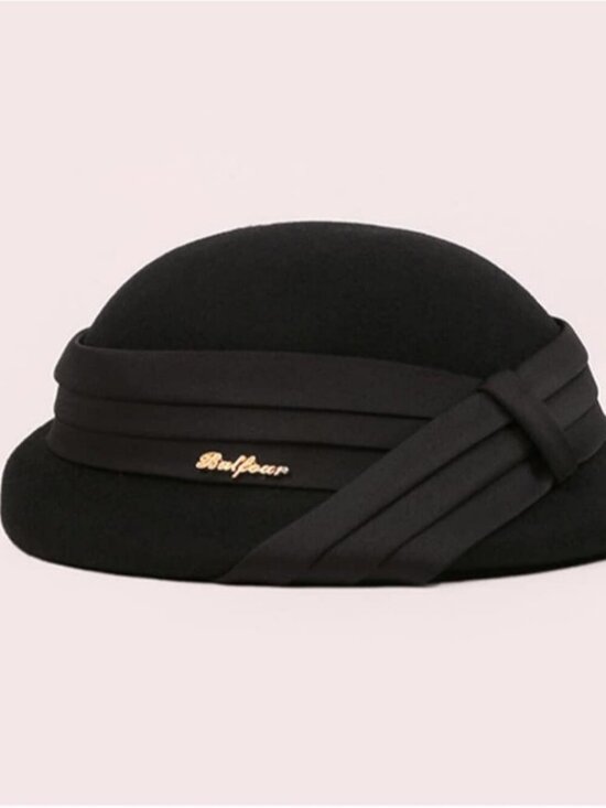 Women\'s Wool Felt Ribbon French Fashion Vintage Millinery Beret Hats Black main image 4
